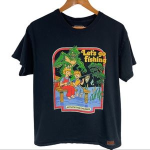 Steven Rhodes Graphic Tee Shirt L Let’s Go Fishing Black